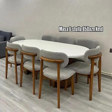 mdf panel: Qonaq otağı üçün, Yeni, Açılmayan, Oval masa, 6 stul — 1