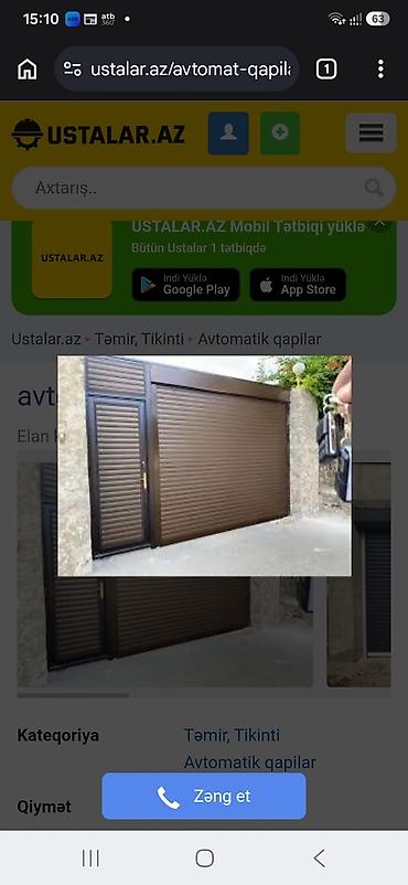 nabor hacar: Yeni Dəmir Qaraj darvazası, Jalüz, Avtomatik, rəng - Qəhvəyi, Qapı ilə, Kredit yoxdur, Pulsuz quraşdırma, Pulsuz çatdırılma — 1