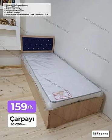 Ev və bağ: Çarpayı – 90×200 sm • Model: Açılmayan, bazasız • Başlıq: Taxta — 1