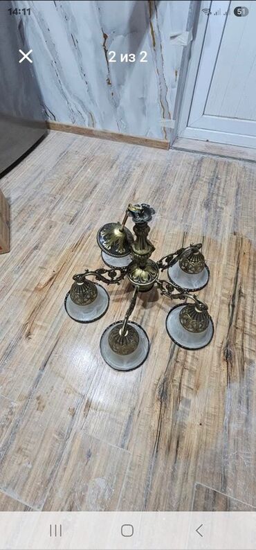 Süni güllər: Çılçıraq, 5 lampa, Metal