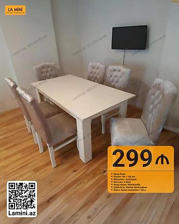 Ev və bağ: Masa dəsti – La Mini - Dəst: 1 masa + 6 stul - Ölçülər: 90 × 160 sm - — 1