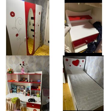 Sifarişlə mebel: Qız üçün, İşlənmiş, Təknəfərlik çarpayı, Yazı masası, Dolab, Termo