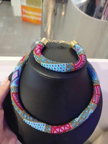 Bijuteriya dəstləri: Məhsul: Əl işi muncuq dəsti – boyunbağı və bilərzik - Dizayn — 7