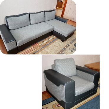 Дом и сад: 1) Продаю б/у мягкую мебель. Угловой раскладной диван (кровать) + 2