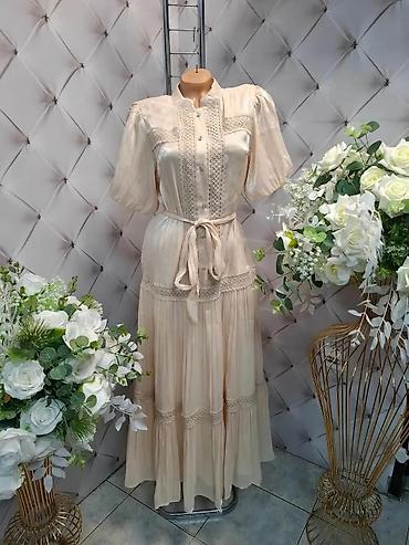 studio pollini: Boho maxi haljina sa kratkim puff rukavima i dugmadima niz prednji — 1