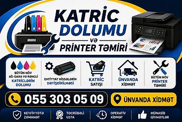 printer epson l850: Bütün növ ağ-qara və rəngli kartriclərin satışı, dolumu və təmiri — 8