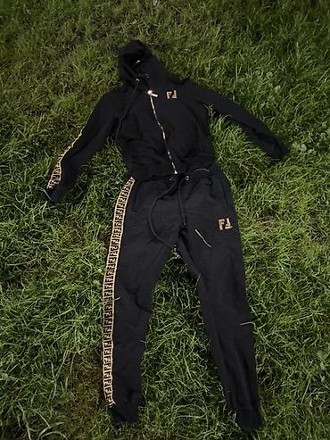 nike tech flecce: ФЕНДИ Черный спортивный костюм с капюшоном - Комплект: толстовка на — 1