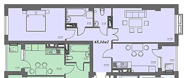 пансион умут: 2 комнаты, 65 м², Дордой Моторс рынок 3 этаж, ПСО (под самоотделку) — 4