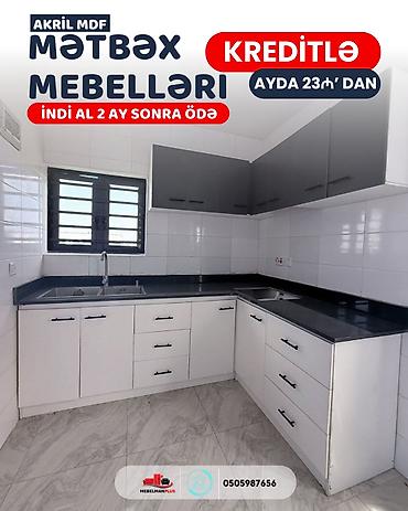 kukna mebili: Sifarişlə mətbəx dəsti, Özü çəkən petlələr, Sadə laminat, Kredit var, Pulsuz çatdırılma — 7