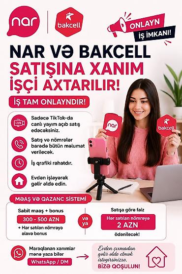 rus dili muəllimi: Çağrı mərkəzi operatoru tələb olunur, Yalnız qadınlar üçün, İstənilən yaş, Təcrübəsiz, Aylıq ödəniş — 1