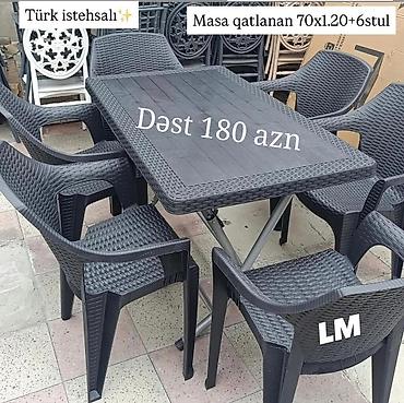 stol stul gəncə: Plastik masa stul dəsti Yeni Masa 6 stul Qiymət 180 azn Ölçü 70x120 — 1