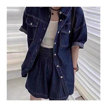 Костюмы с шортами: Джинсовый комплект: рубашка с коротким рукавом + шорты 😍😍😍 стильная — 21