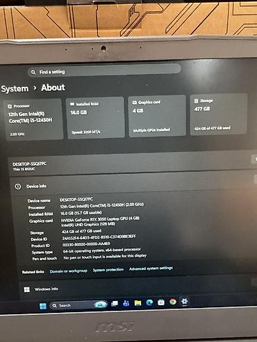 msi: İşlənmiş MSI, 15.6 ", Intel Core i5, 512 GB, Ödənişli çatdırılma — 3