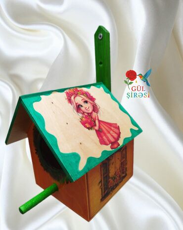 Yuvalar: Rəngli dekorativ quş evi Olçüsü 15*12*12 - Material: ağac - Dizayn — 7