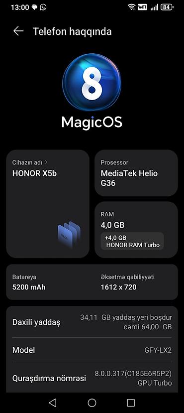 honor x9b adapter: Honor X5b, 64 GB, rəng - Qara, Sənədlərlə — 2