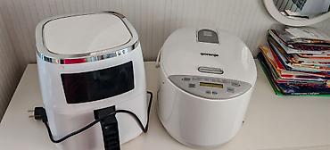 Техника для кухни: Mətbəx üçün 2 cihaz bir yerdə: 1) Hava fritözü (air fryer) – ağ rəng — 2