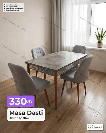 Masa Dəsti – 80×130/170 sm - Mexanizm: Açılan (uzanan masa) - Stul — 1