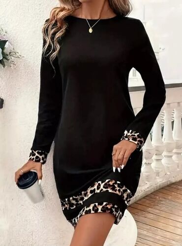 haljina beli vez: XL (EU 42), color - Black, Cocktail, Long sleeves