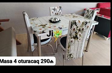 quxna stol: Mətbəx üçün, Yeni, Dördbucaq masa, 4 stul — 1