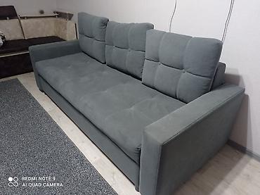Срочно продаю Прямой диван-кровать, обивка серый велюр/микрофибра