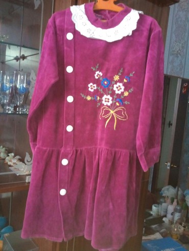 платье велюр: Детское платье, цвет - Фиолетовый, Б/у
