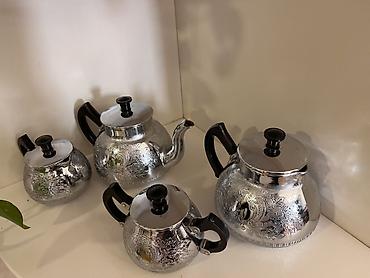 Qab-qacaq və mətbəx ləvazimatları: Çay dəsti, rəng - Gümüşü, Metal, 4 nəfərlik — 2