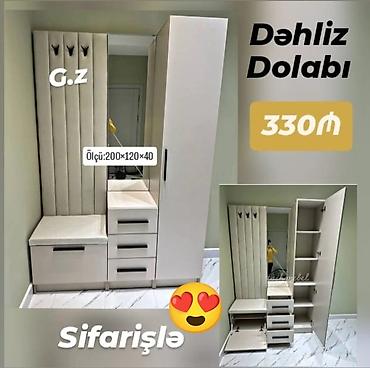 Sifarişlə dolablar: Düz dolab, Dəhliz üçün, Paltar üçün, Açılan, Korpuslu, 1 qapı — 1