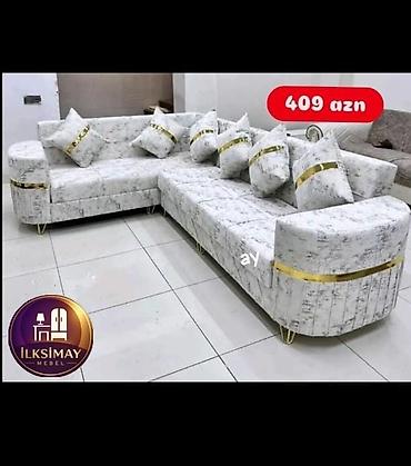 salon divan: Künc divan dəsti – İlksimay Mebel - Modern L formalı dizayn, geniş — 1