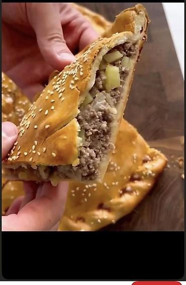 балык кумара: Пирог с мясом и картофелем - Домашний закрытый пирог с румяной — 1