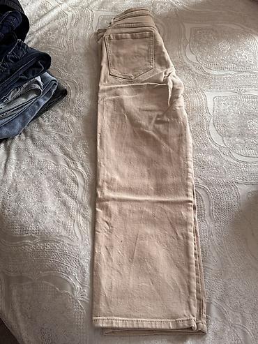 tulum cins: Bej rəngli düz kəsim cins şalvar - Rəng: açıq bej/cream - Model — 4