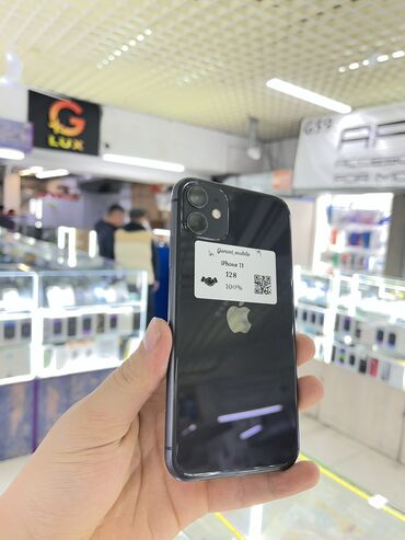 телефон бэушный: IPhone 11, Б/у, 128 ГБ, Черный, Зарядное устройство, Защитное стекло, Чехол, 100 %