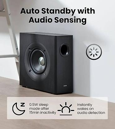 Dinamiklər və kolonkalar: Edifier  T5s / Brown Powered Active Subwoofer ✨ 8 düymlük uzun — 4