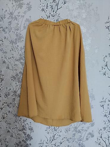 Айымдардын кийими: Свободная женская блуза цвета горчицы. - Фасон: oversize, прямой — 1