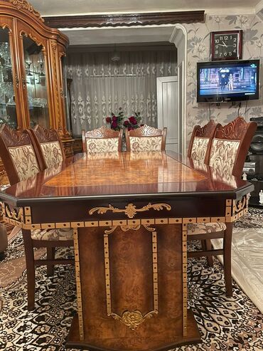 stol bezemek qaydalari: Для гостиной, Б/у, Раскладной, Квадратный стол, 8 стульев