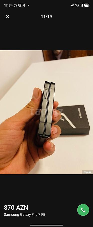 plus: Samsung Galaxy Z Flip7 FE, 128 GB, rəng - Qara, Face ID — 7