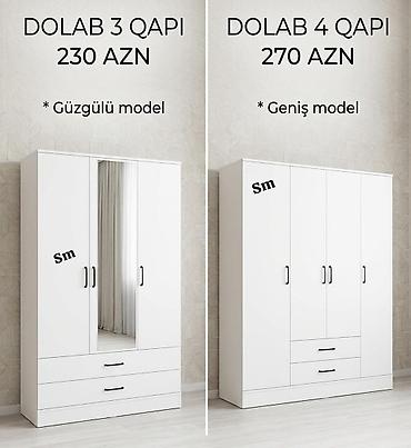 guzgu boydan: Ağ rəngdə funksional paltar dolabları: - 3 qapılı güzgülü model – 230 — 1