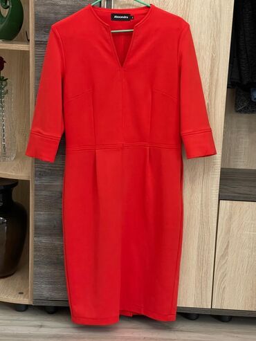 платье красное: Повседневное платье, Турция, Лето, Короткая модель, Креп, Прямое, 3XL (EU 46), 4XL (EU 48)