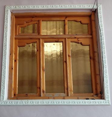 polug taxda: 2 Ədəd Taxta pəncərə çərçivəsi və bəzəkli haşiyə - Material: Təbii — 1