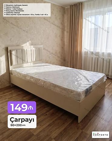 Məhsul: Tək nəfərlik çarpayı Ölçü: 90×200 sm Qiymət: 149 ₼ (şəkildə