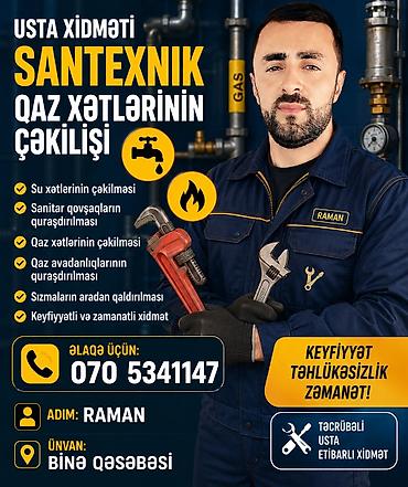 su çəkən mator: Santexnik və qaz xətləri üzrə usta xidməti Xidmətlər: - Su xətlərinin — 1