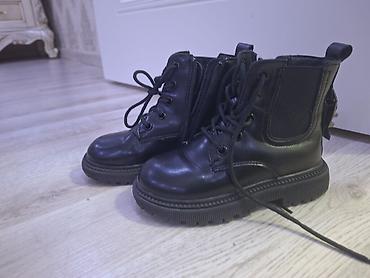 qara botinkalar: Uşaq üçün qara dəri botlar - Model: bağcıqlı qısa çəkmə (ankle boot) — 5