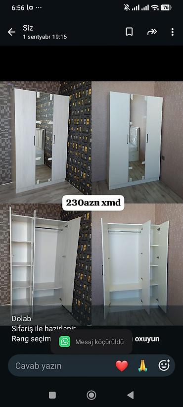 mebel skaf: Dolab Sifariş ile hazirlanir Rəng seçimi mövcuddur 🎨 Ölçü 1.20*2*47 — 1