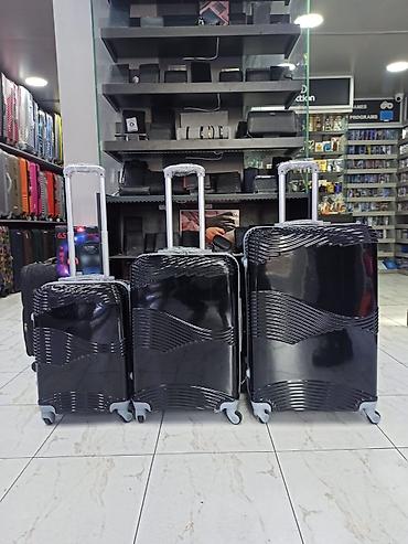 Çamadanlar: Sərt korpuslu 3-lü çamadan dəsti – qara rəng - Material: yüngül və — 1