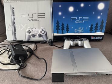PS2 & PS1 (Sony PlayStation 2 & 1): PlayStation 2 slim, scph-7700, серебристая, не чиповалась, не