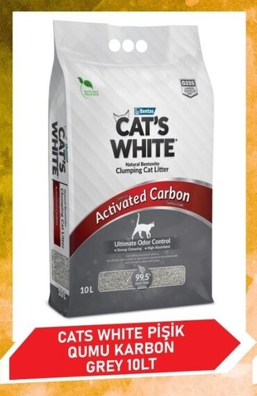 Heyvanlar üçün digər mallar: Cats white - Pişik qumu 10 ltr Karbon Orginal məhsul. Türkiyə