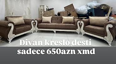 divan kreslo dəsti: Divan-kreslo dəsti - Komplekt: 1 ədəd 3 nəfərlik divan + 2 ədəd — 1