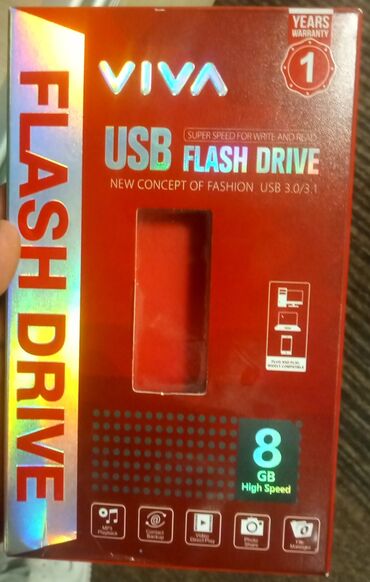 кабель usb зарядки: Flash kart 8 GB, USB 3.1, Yeni