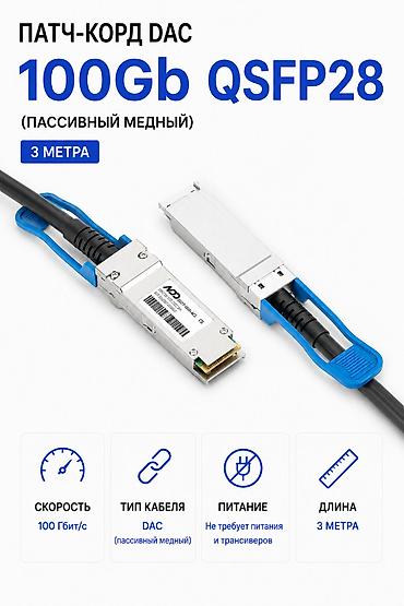серверная: Патч-корд DAC 100Gb QSFP28 (пассивный медный) — 3 м Соединение — 1
