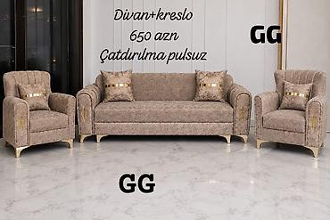 Divan və kreslo dəstləri: Divan + kreslo dəsti - Tərkib: 1 divan və 2 kreslo - Rəng/üslub — 1