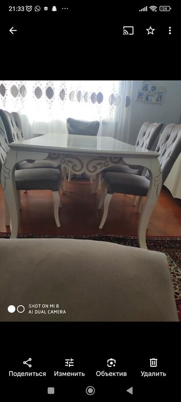 işlenmiş masa desti: Qonaq otağı üçün, İşlənmiş, Açılmayan, 6 stul, Türkiyə